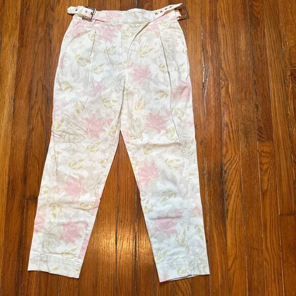 Ted Baker London Jeans Floral Buckle Waist Tapered Trouser Pant Sz 2 - Picture 3 of 9